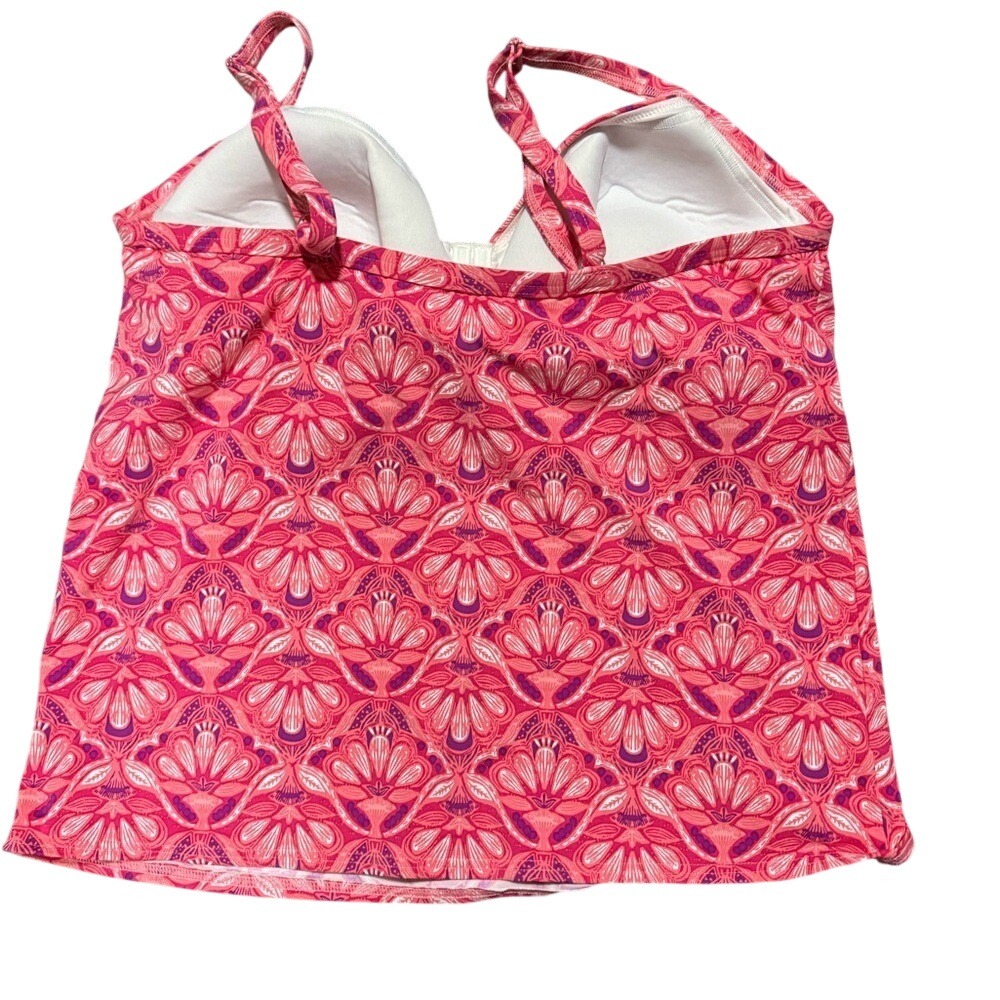 Lands End Women Shirred Pink Tankini Sz 16 DD Adjustable Straps Padded Underwire - Picture 5 of 6